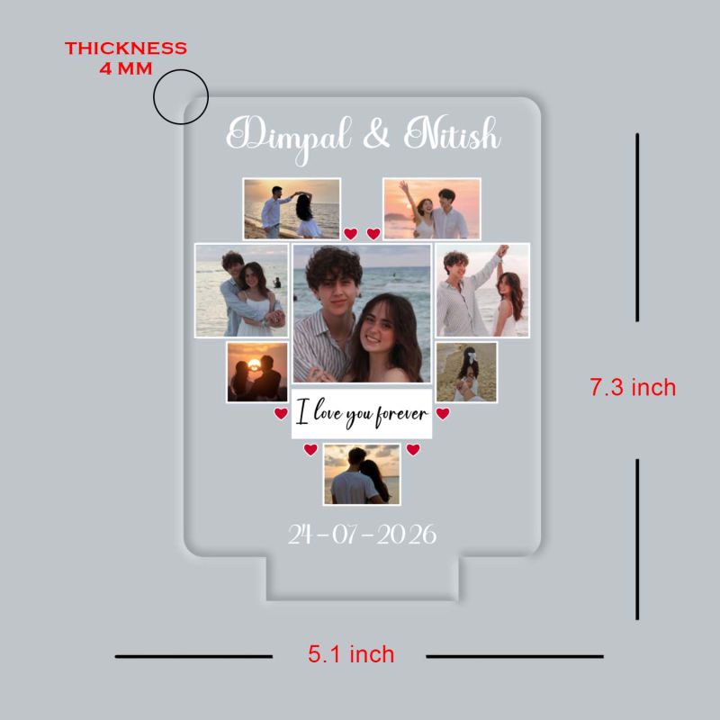 I Love You Forever Customized Photo LED Lamp for Long Distance Relationship Gifts Anniversary Romantic Gift for Soulmates Warm Glow Tabletop Decor